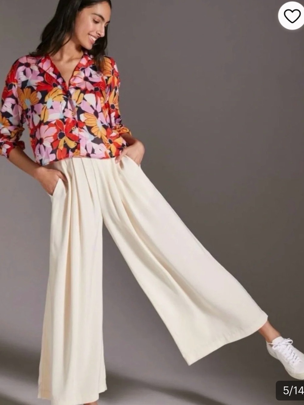 Maeve Anthropologie Floral V-Neck Button Blouse S